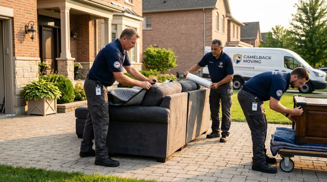 Large estate moving crew wrapping furniture in La Grange Park, IL