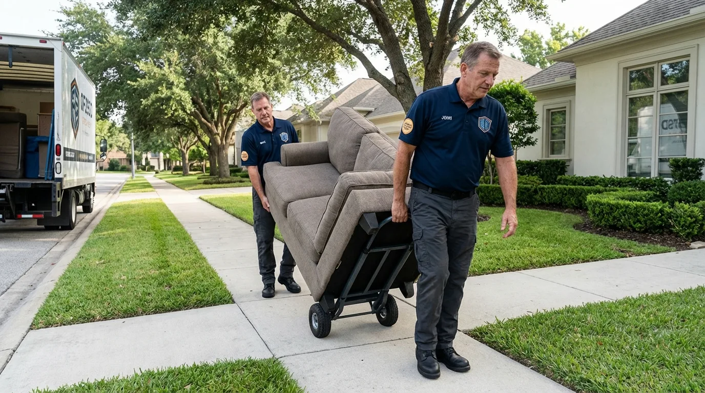 Local residential moving crew loading furniture in La Grange Park, IL
